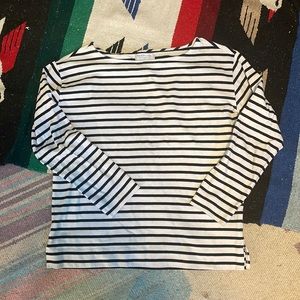Boxy Striped Top in Navy Stripe